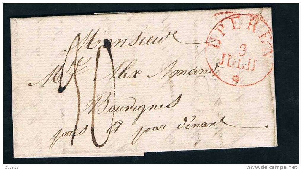 Belgique Précurseur 1830 Lettre Avec T11 "iJPEREN" + "30" Pour Bouvignes. - 1830-1849 (Belgique Indépendante)