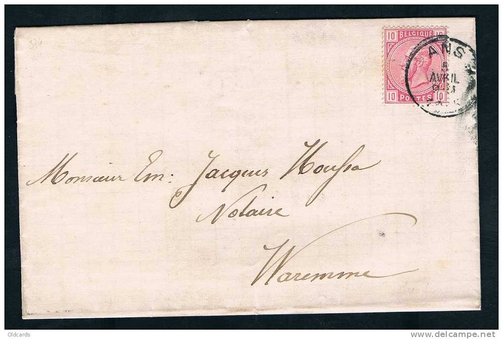 Belgique 1885 Lettre Affr. N°38 Càd Ans. - 1883 Leopold II