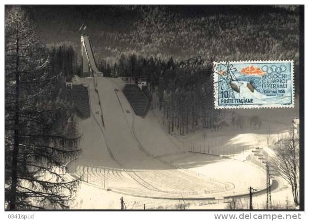 Jeux Olympiques Hiver 1956 Cortina Carte Maximum  Saut Sur Ski  Ski Jumping Salto Con Sci - Winter 1956: Cortina D'Ampezzo