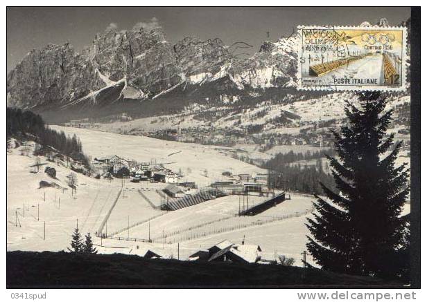 Jeux Olympiques Hiver 1956  Carte Maximum Cortina - Hiver 1956: Cortina D'Ampezzo