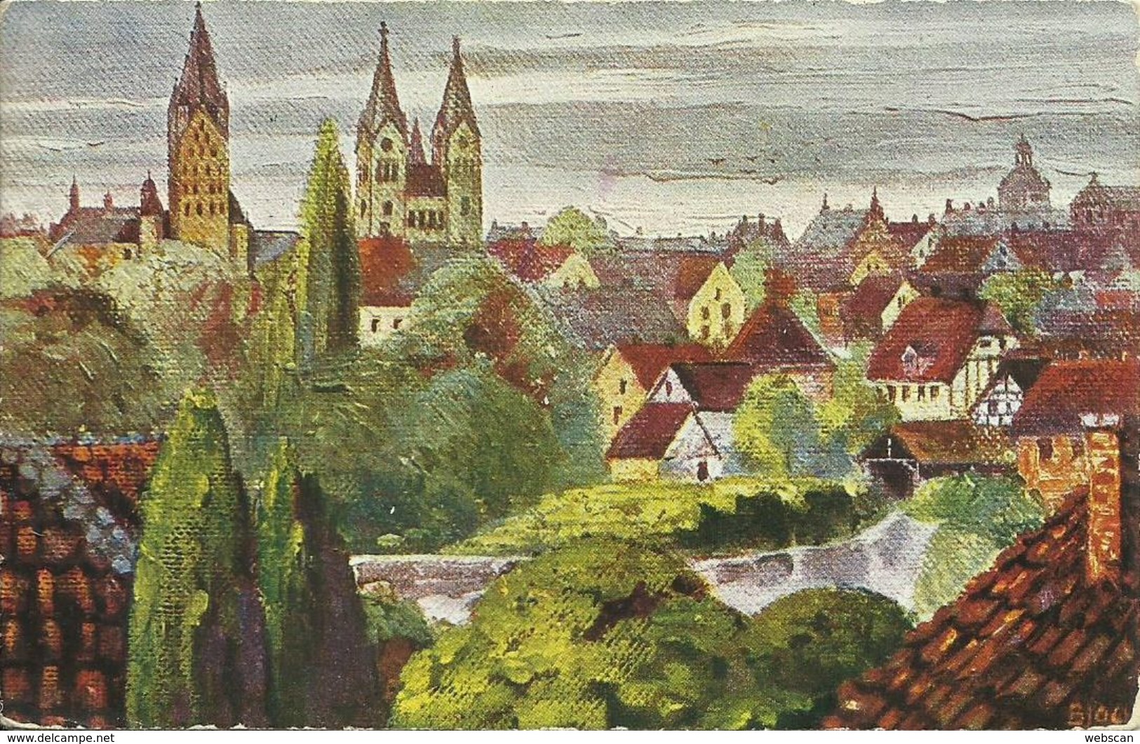 AK Paderborn Ortsansicht Künstler Color 1914 #03 - Paderborn