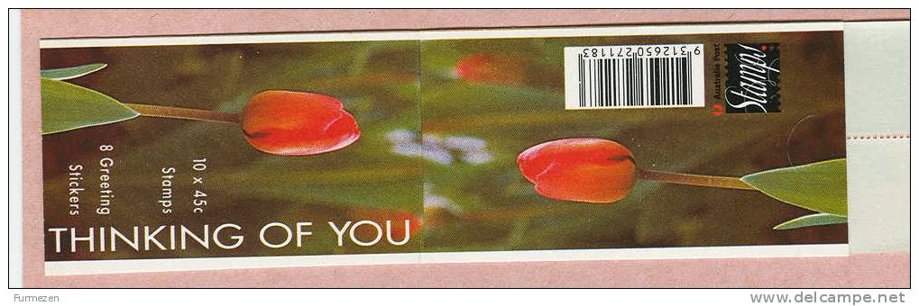 AUSTRALIA AUSTRALIE - 1994 - LIBRETTO - THINKING OF YOU 10 X 45 C. Stamps + 8 Greeting Stickers MNH ** - Booklets