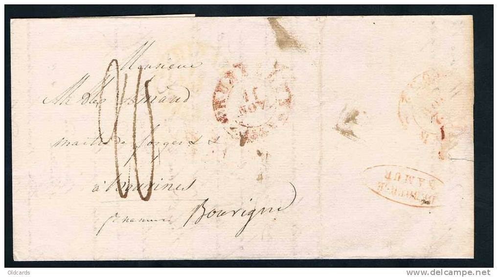 Belgique Précurseur 1832 Lettre De Bruxelles Pour Dinant Avec OVAL "Déboursé/NAMUR" - 1830-1849 (Unabhängiges Belgien)