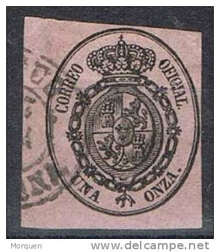 España Oficial, 1 Onza, Edifil Num 36, Fechador REUS (Tarragona) º - Usados