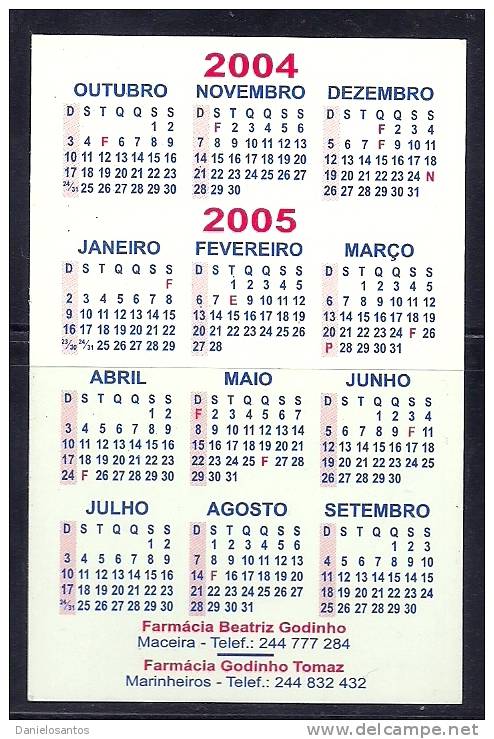 2004 Pocket Poche Bolsillo Calender Calandrier Calendario  Portugal Analises Clinicas - Small : 2001-...