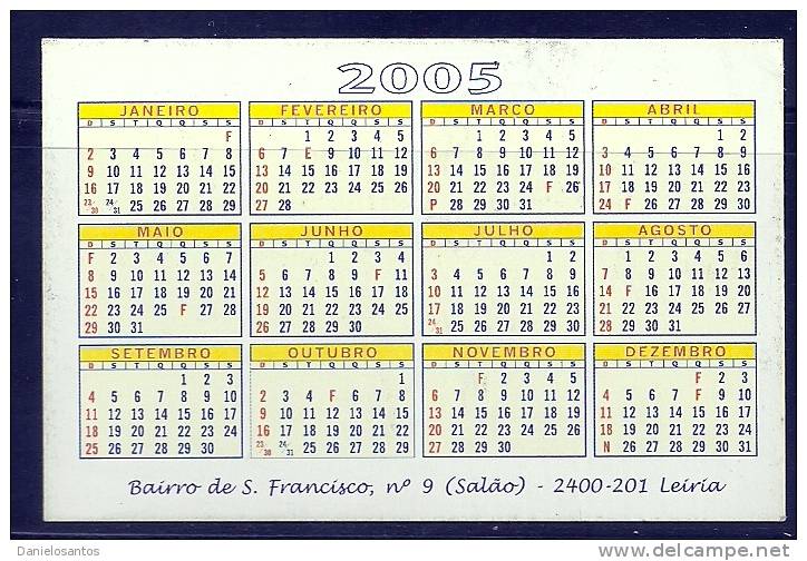 2005 Pocket Poche Bolsillo Calender Calandrier Calendario  Portugal Coração Amarelo - Small : 2001-...