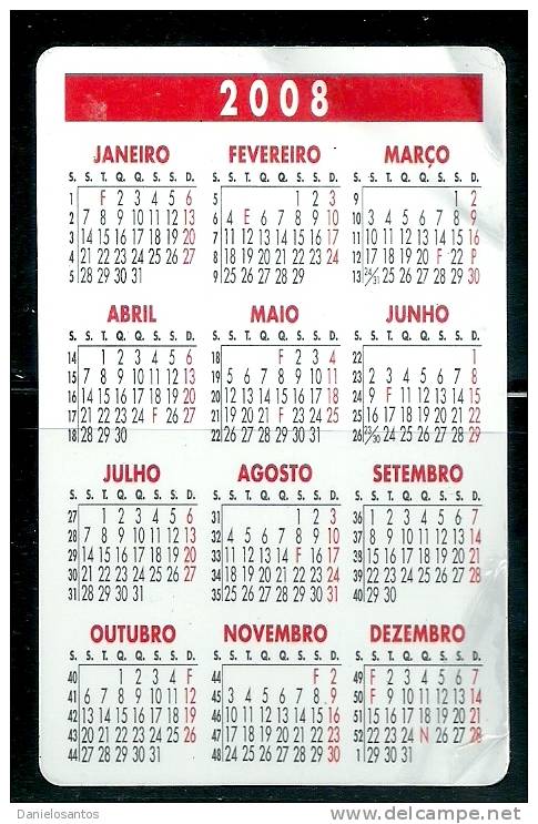 2008 Pocket Poche Bolsillo Calender Calandrier Calendario Portugal Microcar - Tamaño Pequeño : 2001-...