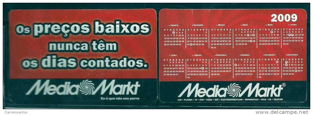 2009 Pocket Poche Bolsillo Calender Calandrier Calendario Portugal MediaMarKt - Small : 2001-...