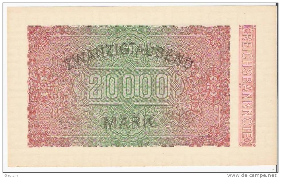 ALLEMAGNE -GERMANY  20000 MARK  Jamais Circulé Lettres Aa- DC 164031 Rare - 20000 Mark