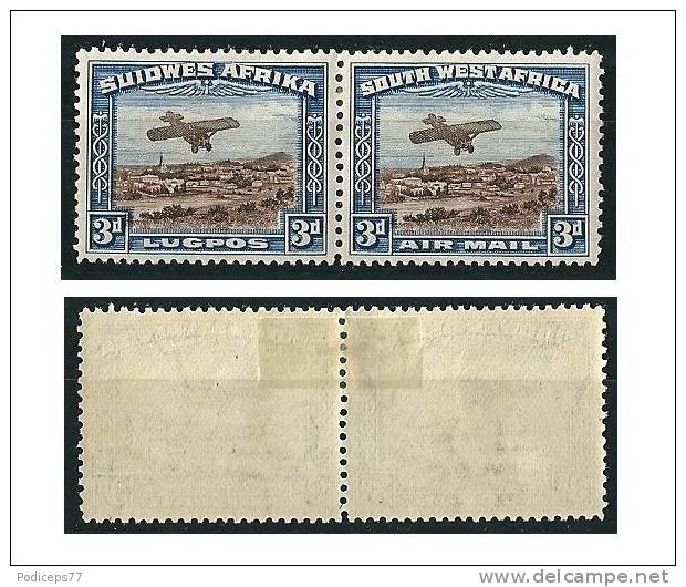 Südwestafrika 1931 Flp -  Windhuk  3 P ( Paar)  Mi-Nr.164/65  Falz * / MH - Namibia (1990- ...)