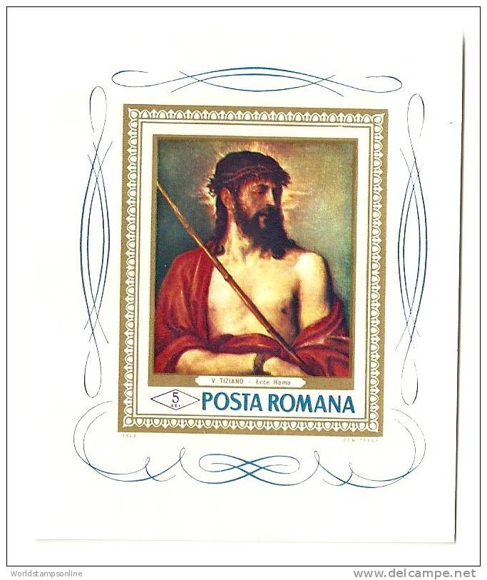 Romania, Year 1968, Sheet, Mi Block 65, Ecce Homo/Painting Titian, MNH ** - Neufs