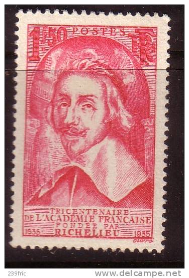 RICHELIEU 1F50 TRICENTENAIRE DE L´ACADEMIE FRANCAISE YT305. NEUF ** - Unused Stamps
