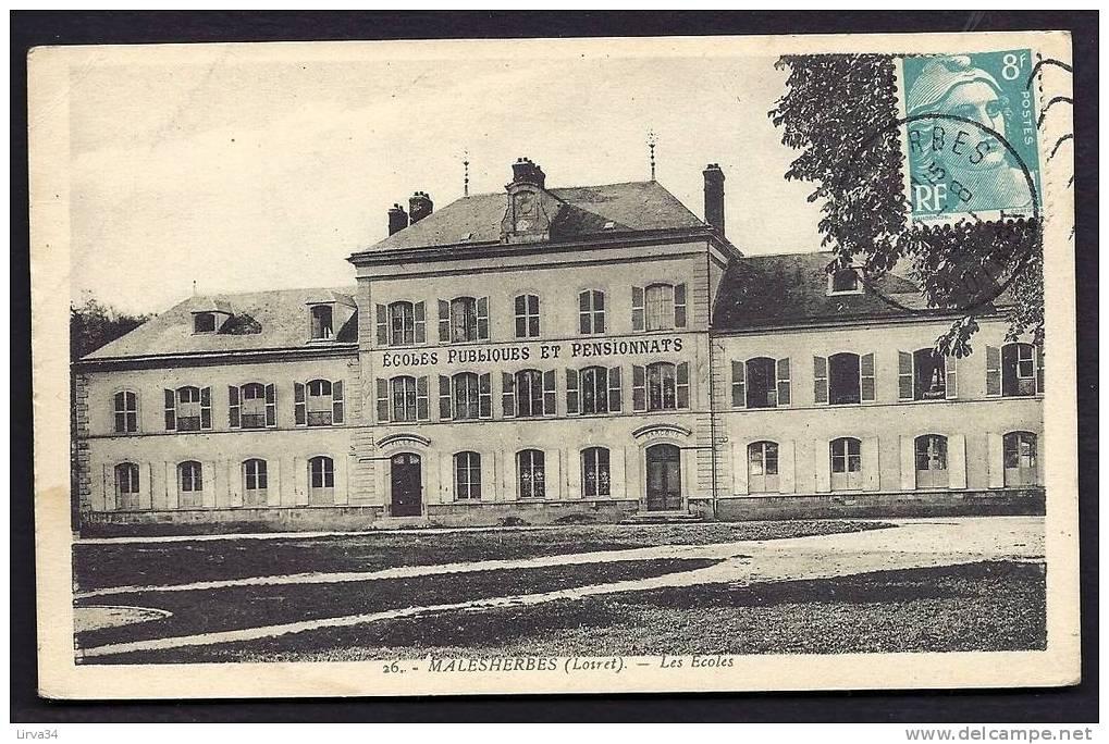 CPA  ANCIENNE- FRANCE- MALESHERBES (45)- LES ECOLES PUBLIQUES DE FACE EN GROS PLAN- - Malesherbes