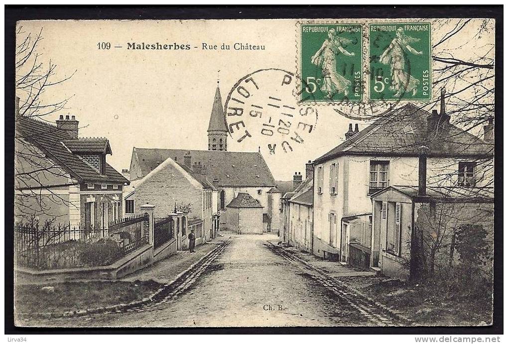 CPA  ANCIENNE- FRANCE- MALESHERBES (45)- RUE DU CHATEAU- EGLISE- ANIMATION - Malesherbes