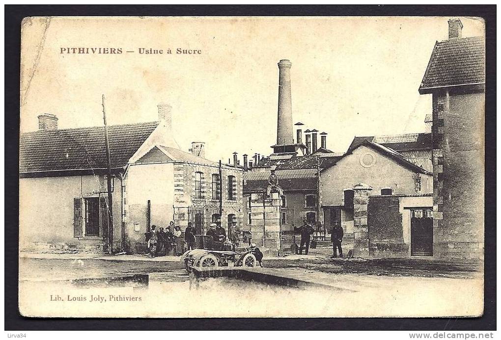 CPA  ANCIENNE- FRANCE- PITHIVIERS (45)- L'USINE DE SUCRE EN TRES GROS PLAN- BELLE ANIMATION- TACOT MONTÉ- - Pithiviers