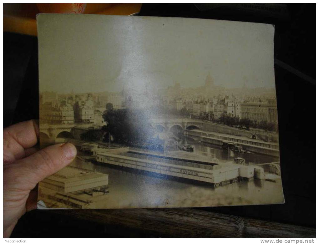 Grande Photographie Paris Ecole De Natation Bains Henry IV  ( Piscine Swiming Pool ) - Bateaux