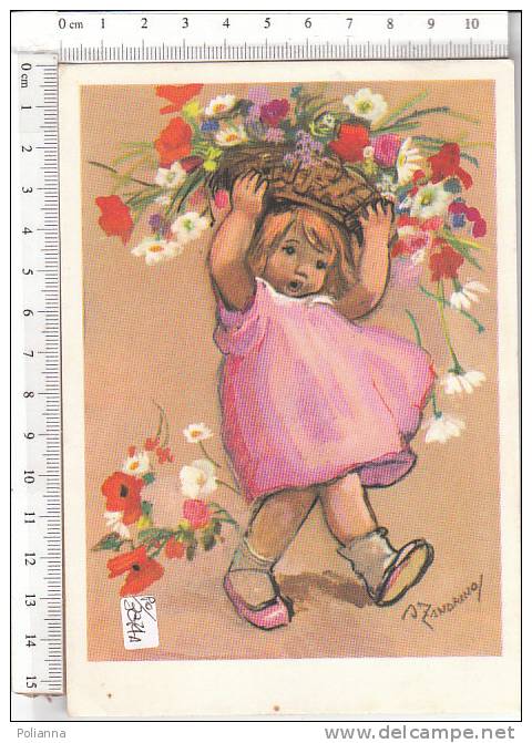 PO3874A# Illustrata Zandrino - BAMBINA Con CESTO Di FIORI   VG 1968 - Zandrino