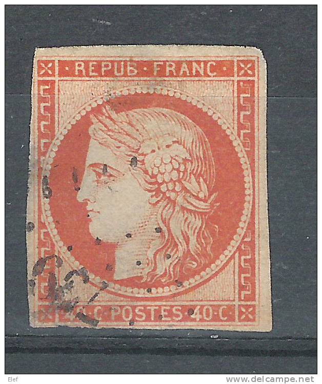 France,CERES Yvert N° 5 A ,40 C Orange VIF,obl PC 739 De LA CHAPELLE- GAUTIER,Seine & Marne,INDICE 16,  RARE !! - 1849-1850 Cérès
