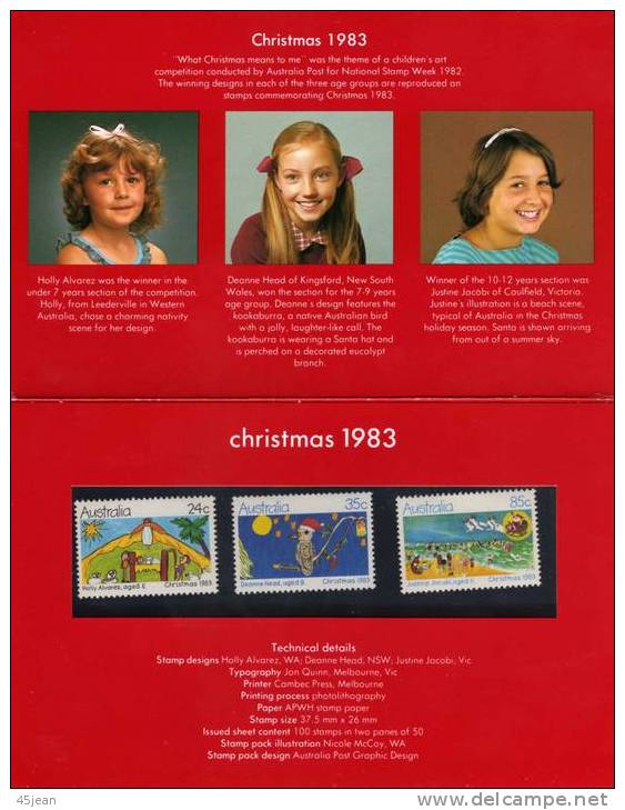 Australie: Petit Pack Avec Série Noël 1983, Concours De Dessins D'enfants - Presentation Packs