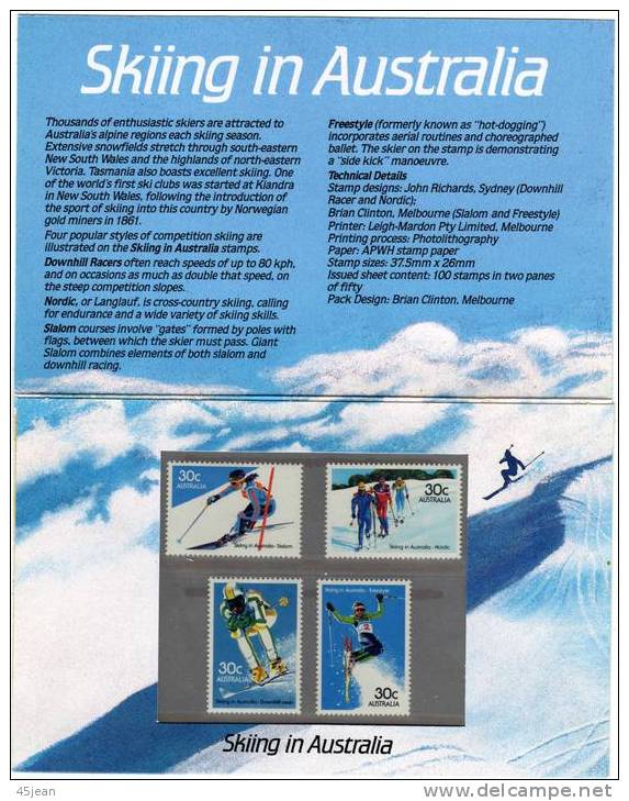 Australie: Petit Pack Avec Série Sur Le Ski, Slalom, Descente, Acrobatique Et Ski De Fond - Presentation Packs
