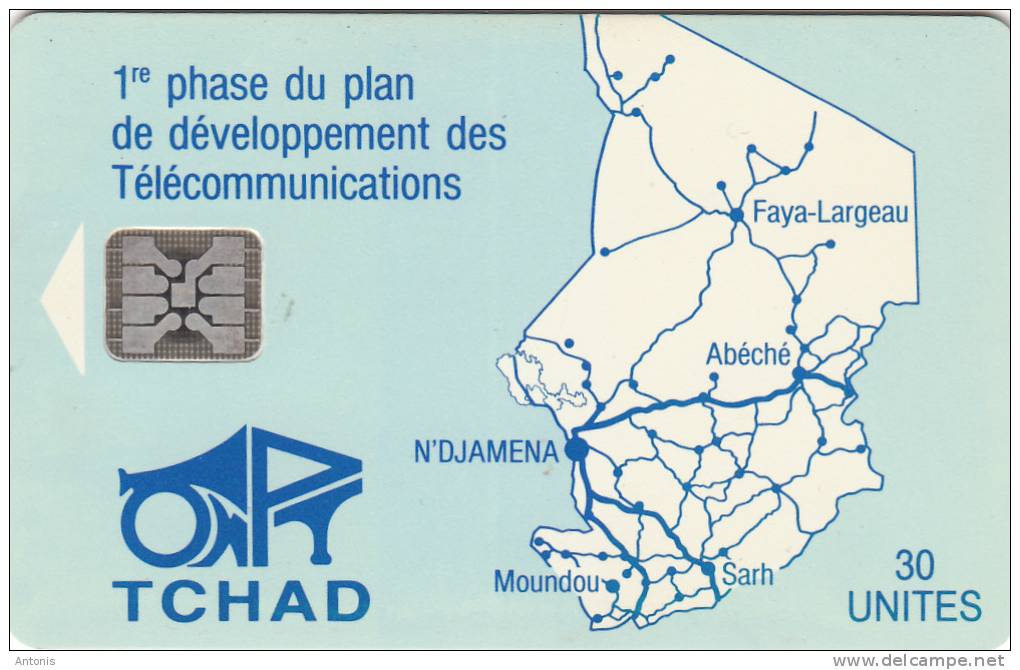 CHAD - Blue Map, First Issue With Chip, BN : 44799, Used - Tchad