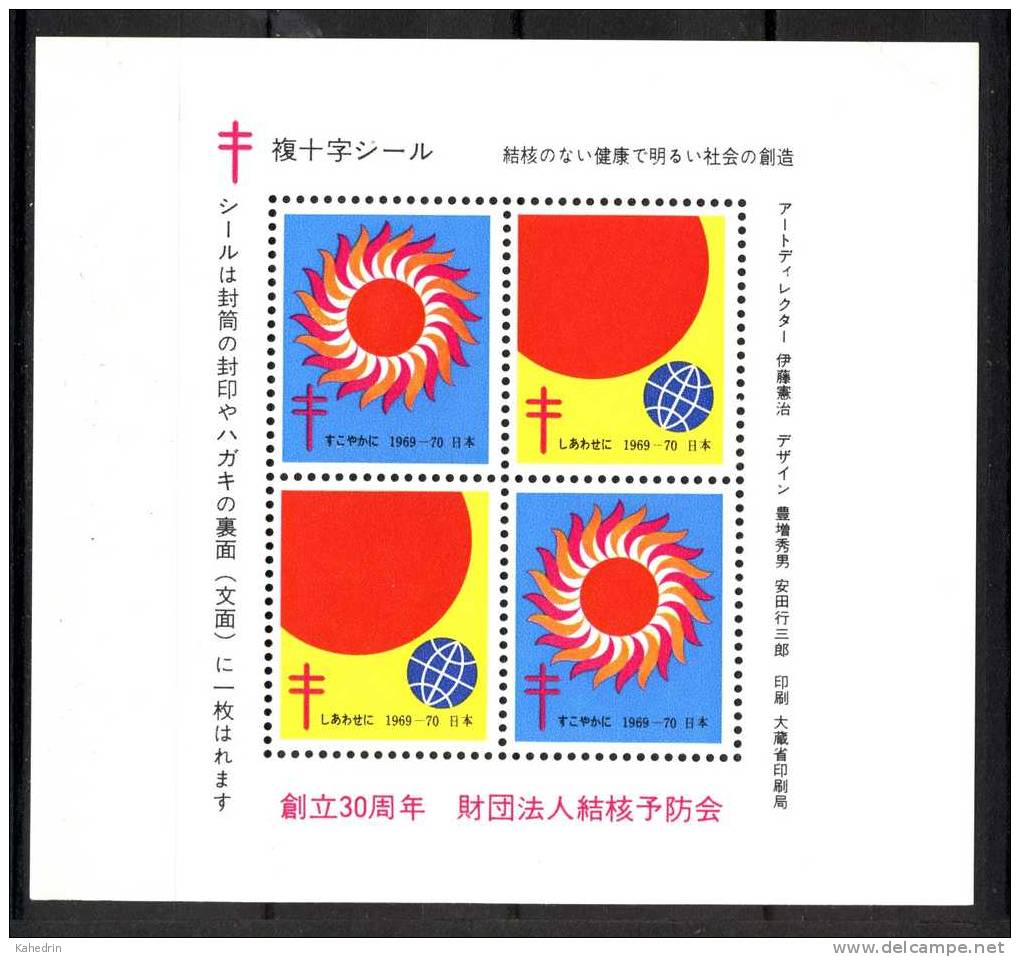 Japan 1969, Anti-Tuberculosis, Cinderella, S/S, MNH - Blocks & Sheetlets