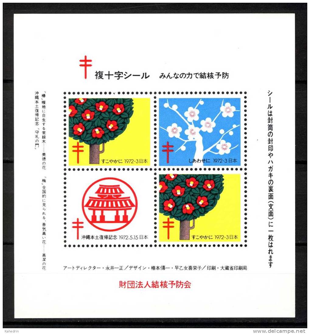 Japan 1972, Anti-Tuberculosis, Cinderella, S/S, MNH - Blocs-feuillets