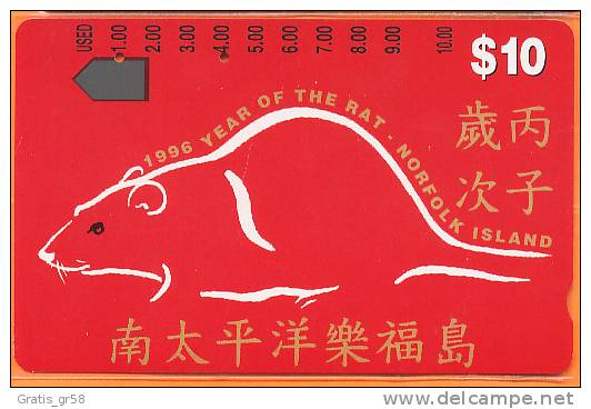 NORFOLK - Year Of The Rat, 5000ex, 1996, Used - Norfolk Island