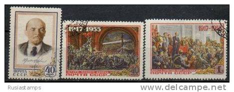 RUSSIA (USSR) -(5511)-YEAR 1955-Michel 1786 To 1788-38th Anniversary Of Great October Revolution---complete Set  Used - Gebraucht