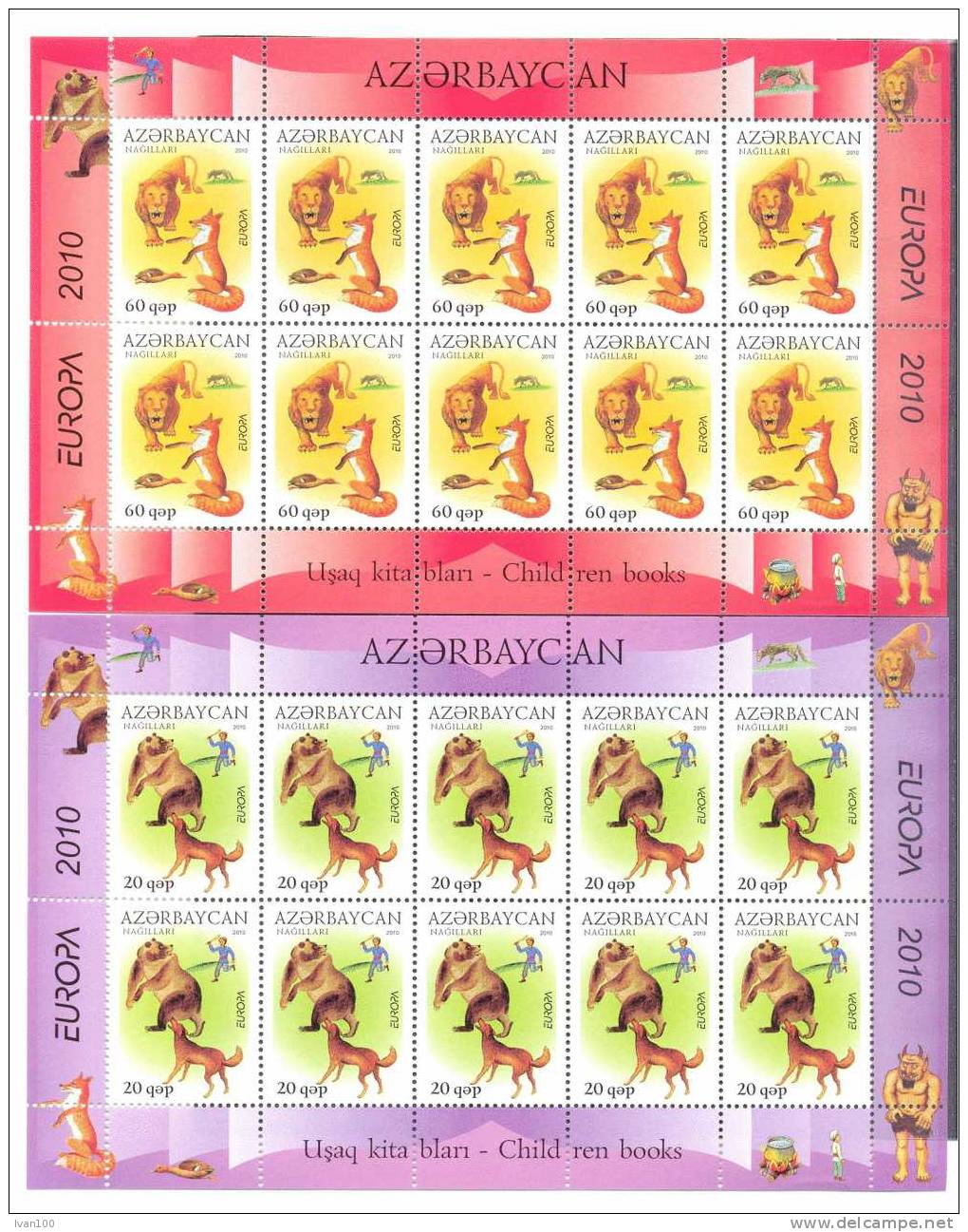 2010. Azerbaijan, Europa 2010, 2 Sheetlets Of 10v,  Mint/** - Aserbaidschan