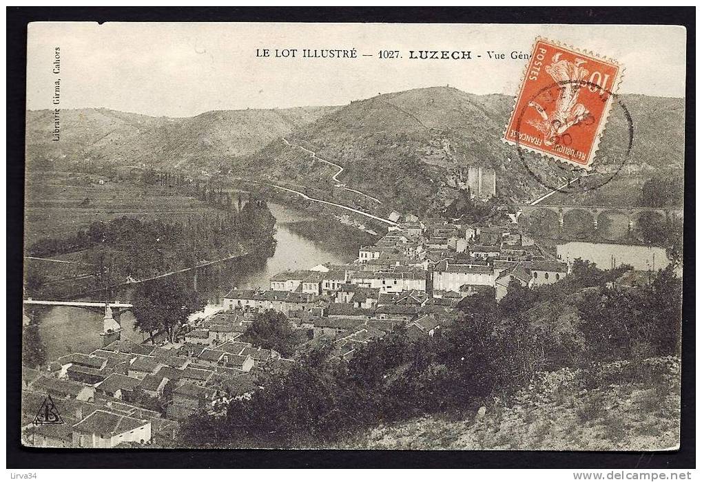 CPA  ANCIENNE- FRANCE- LUZECH (46)- VILLAGE HISTORIQUE- VUE GENERALE AVEC LES PONTS ET LE CHATEAU DU XIII° S. - Luzech