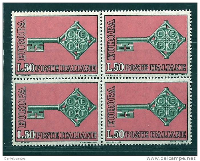 Italia Italy Europa CEPT 1968 Block Of 4  MNH - 1968