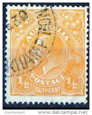 Australia 1926 King George V 1/2d Orange - Small Multiple Wmk P 13.5 Used - Rockhampton - Actual Stamp - SG94 - Oblitérés