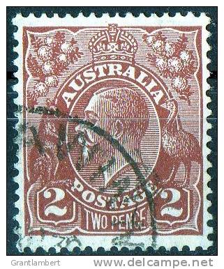 Australia 1926 King George V 2d Red-brown - Small Multiple Wmk P 13.5 Used - Actual Stamp - Nice - SG98 - Usati