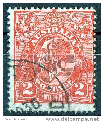 Australia 1926 King George V 2d Golden Scarlet - Small Multiple Wmk P 13.5 Used - Actual Stamp - Off-centre - SG99 - Used Stamps