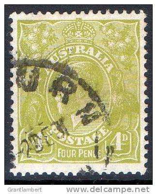 Australia 1926 King George V 4d Yellow-olive - Small Multiple Wmk P 13.5 Used - Actual Stamp - SG102 - Used Stamps