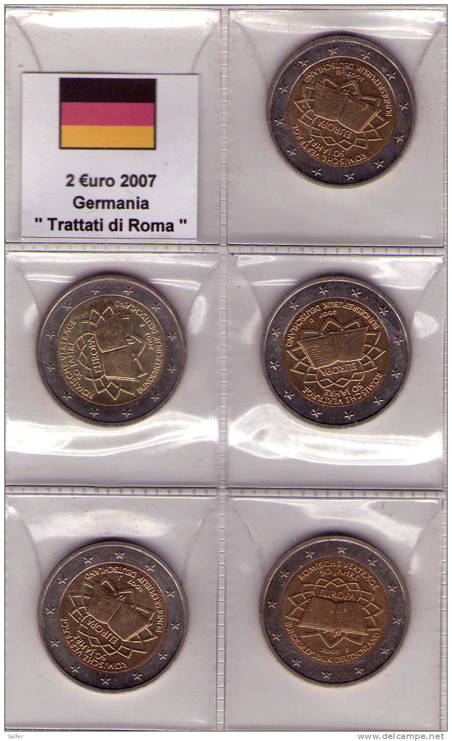 Deutschland - 5 X 2 Euro 2007 Gedenkmünze Römische Verträge A,D,F,G,J - Allemagne