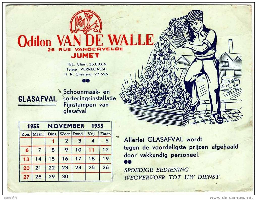 Vloeipapier - Buvard:  Odilon Van De Walle Jumet - Glasafval - 1955 - G