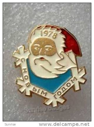 Celebration New Year, Christmas. Ded Moroz (in Your Home Great Ustug) Russia Santa Claus / Old Soviet Badge _15_c8576 - Weihnachten