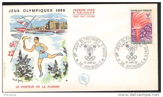 Jeux Olympiques1968 Grenoble  FDC  Flambeau  38 Grenoble - Hiver 1968: Grenoble