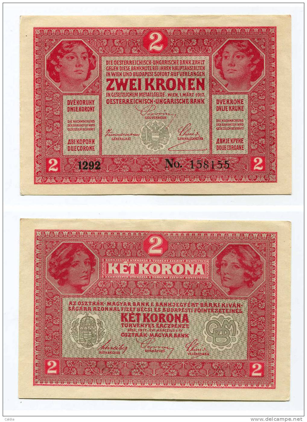 Autriche Hongrie Roumanie 2 Kronen 1917 UNC Without Overprint RARE # 1 - Autriche