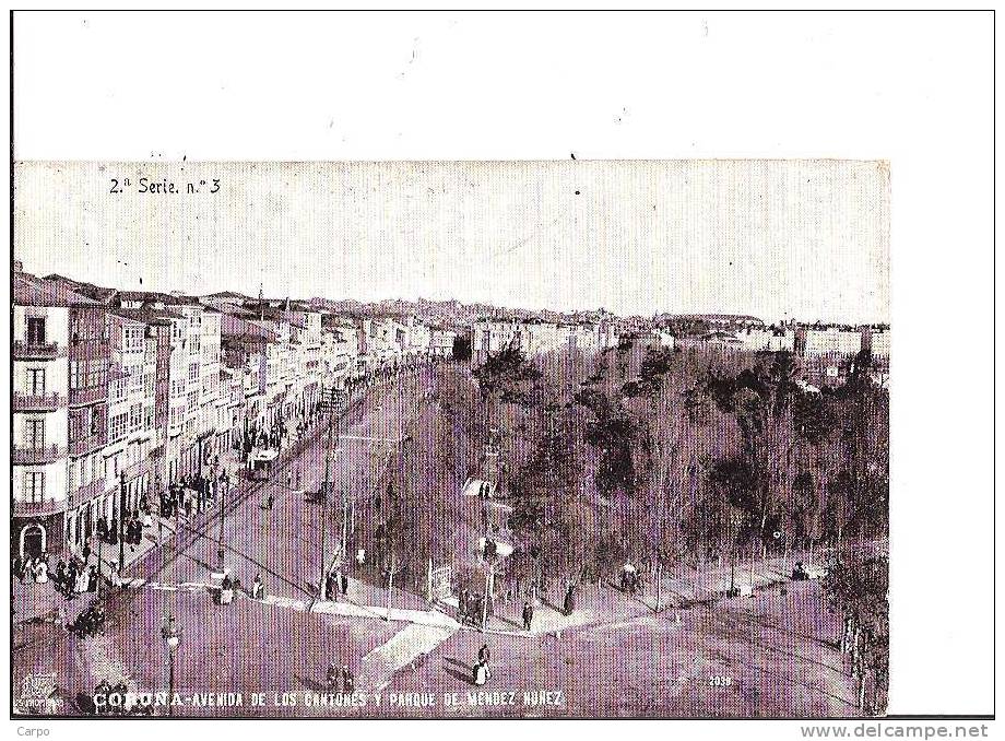 CORUNA - Avenida De Los Cantones Y Parque De Mendez Nunez. - La Coruña