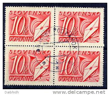 SLOVAKIA 1942 10 K. Postage Due Block Of 4 Used.  Michel Porto 38 - Usados