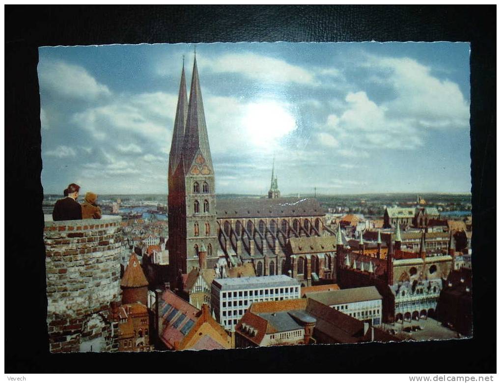 CP LUBECK BLICK VOM AUSSICHTSTURM ST PETRI AUF ST MARIEN UND RATHAUS VUE DEPUIS LA TOUR ST PETRI (ALLEMAGNE) - Luebeck