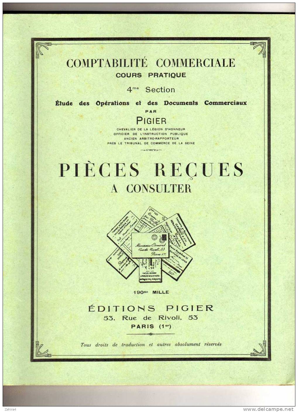 PIGIER ( Methodes )  Comptabilité Cmmerciale - Pieces Reçues à Consulter  -  Editions PIGIER - Contabilidad/Gestión