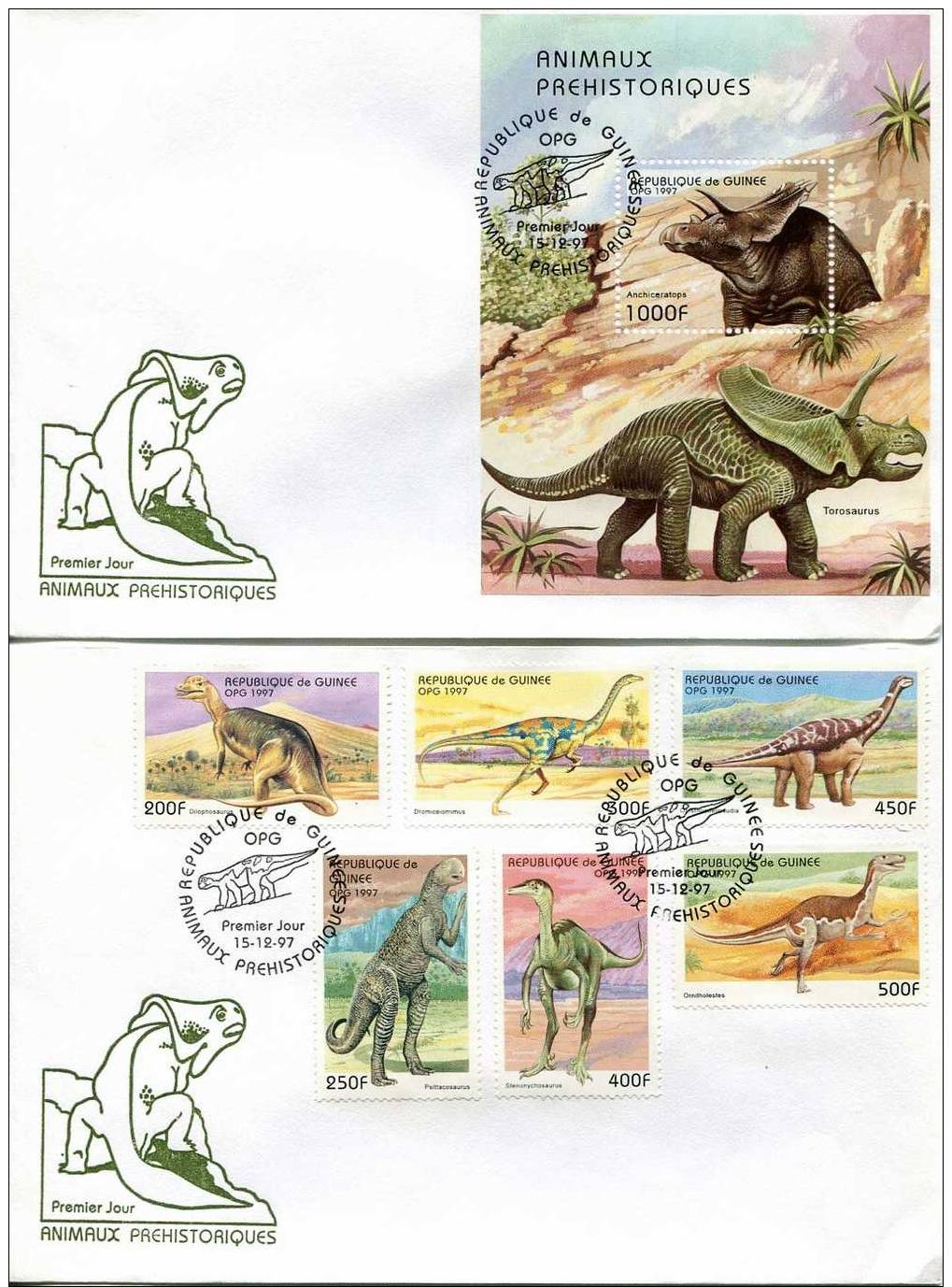 Guinee,,2 Fdc,  Prehistoric, Paleontology, Archeology, 1997, - Prehistoria