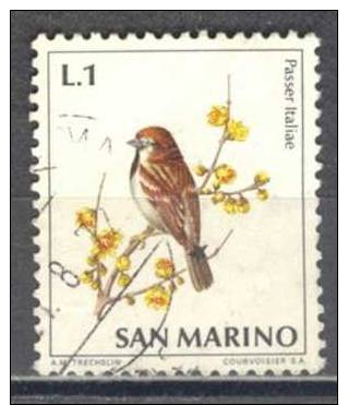 SAN MARINO 1972  UCCELLI  VALORE DA 1 LIRA USATO / USED - Usados