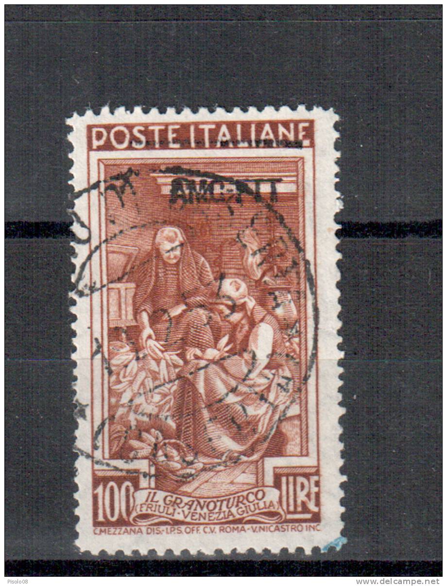 TRIESTE A 1950 LAVORO 100 L.  SOPRASTAMPA MODIFICATA USATO PERFETTO - Used