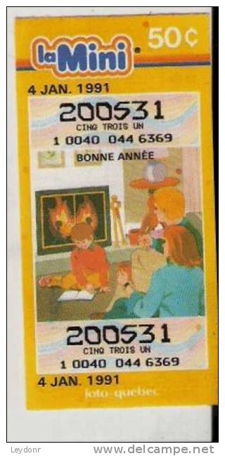 Bonne Annee - Family In Livingroom - La Mini Loto-quebec, Lottery Ticket 1991 - Lottery Tickets