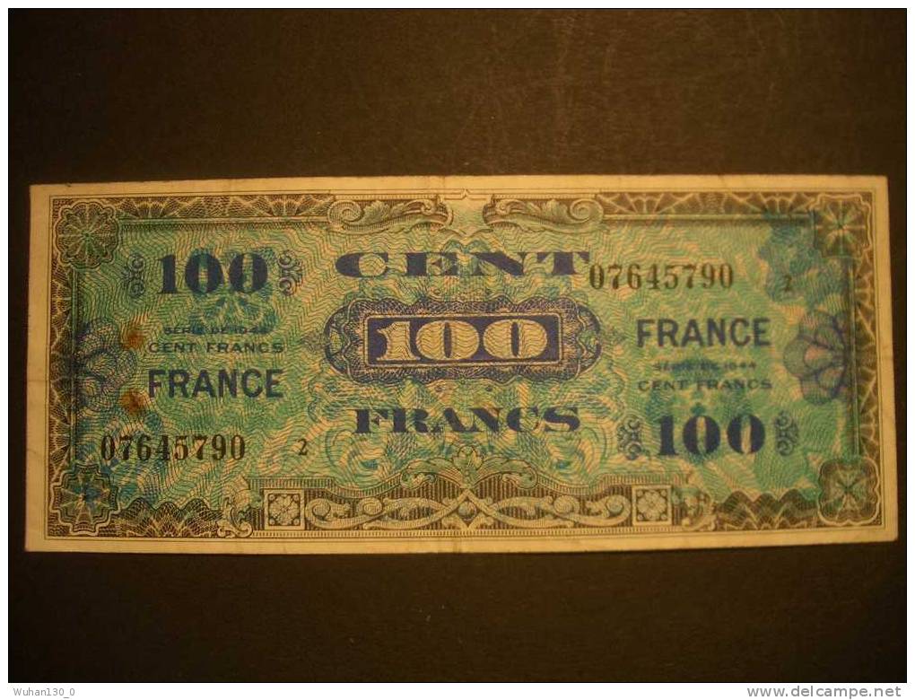 FRANCE  1944   100 Frs     "   2eme Emission - Type France  Serie Petit 2    "    TB . - 1945 Verso Francés